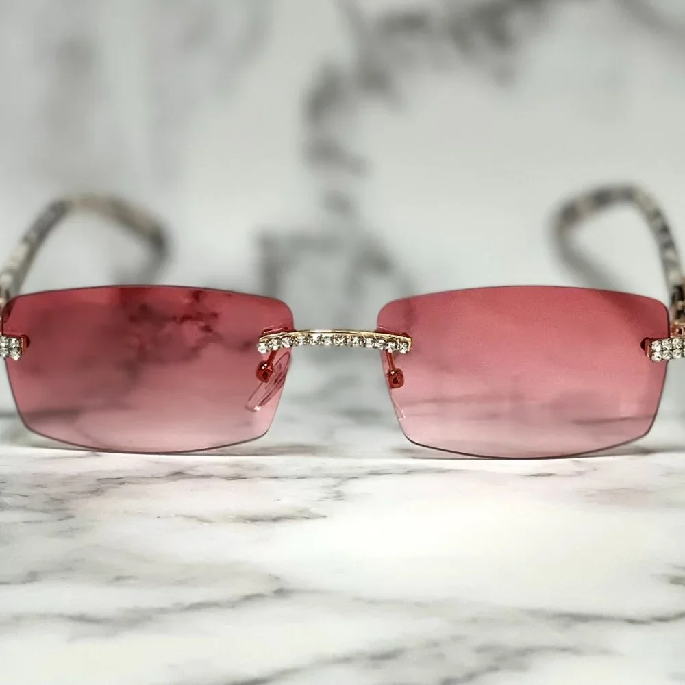 Men Women Sunglasses Red Lens Fashion Designer New Style‎ Square Rimless Lentes